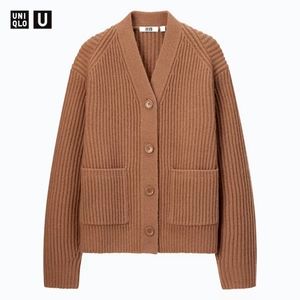 Uniqlo U Premium Lambswool Ribbed Long-Sleeve Cardigan